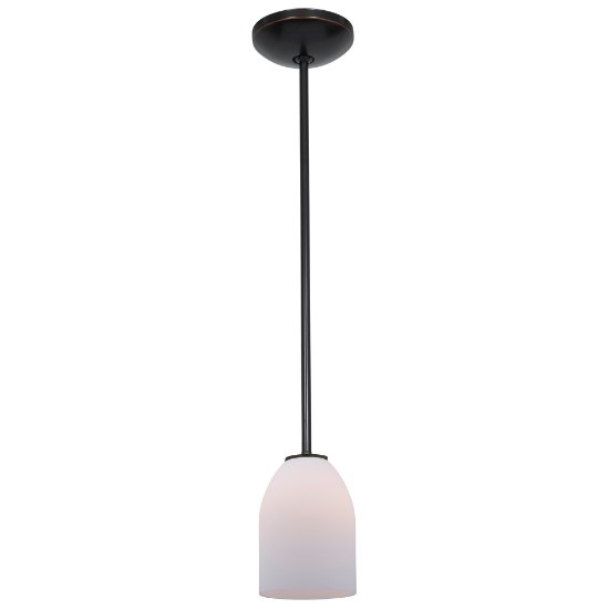 Picture of 11w Bordeaux E-26 A-19 LED Dry Location Oil Rubbed Bronze Opal Rod Glass Pendant (CAN 1.25"Ø5.25")