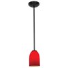 Picture of 11w Bordeaux E-26 A-19 LED Dry Location Oil Rubbed Bronze Red Rod Glass Pendant (CAN 1.25"Ø5.25")