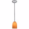 Picture of 12w Bordeaux SSL 90CRI LED Dry Location Brushed Steel Amber Rod Glass Pendant (CAN 1.25"Ø5.25")