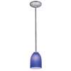 Picture of 12w Bordeaux SSL 90CRI LED Dry Location Brushed Steel Cobalt Rod Glass Pendant (CAN 1.25"Ø5.25")