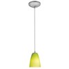 Foto para 11w Flute E-26 A-19 LED Dry Location Brushed Steel LGR Cord Glass Pendant (CAN 1.25"Ø5.25")