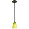 Picture of 11w Flute E-26 A-19 LED Dry Location Oil Rubbed Bronze LGR Cord Glass Pendant (CAN 1.25"Ø5.25")