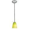 Picture of 11w Flute E-26 A-19 LED Dry Location Brushed Steel LGR Rod Glass Pendant (CAN 1.25"Ø5.25")