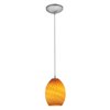 Picture of 11w Brandy FireBird E-26 A-19 LED Dry Location Brushed Steel Amber Firebird Cord Glass Pendant (CAN 1.25"Ø5.25")