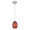 Picture of 11w Brandy FireBird E-26 A-19 LED Dry Location Brushed Steel Plum Firebird Cord Glass Pendant (CAN 1.25"Ø5.25")