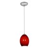 Picture of 11w Brandy FireBird E-26 A-19 LED Dry Location Brushed Steel Red Sky Cord Glass Pendant (CAN 1.25"Ø5.25")