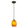 Picture of 11w Brandy FireBird E-26 A-19 LED Dry Location Oil Rubbed Bronze Amber Sky Cord Glass Pendant (CAN 1.25"Ø5.25")