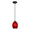 Picture of 11w Brandy FireBird E-26 A-19 LED Dry Location Oil Rubbed Bronze Red Sky Cord Glass Pendant (CAN 1.25"Ø5.25")