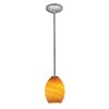 Foto para 11w Brandy FireBird E-26 A-19 LED Dry Location Brushed Steel Amber Firebird Rod Glass Pendant (CAN 1.25"Ø5.25")