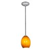 Picture of 11w Brandy FireBird E-26 A-19 LED Dry Location Brushed Steel Amber Sky Rod Glass Pendant (CAN 1.25"Ø5.25")