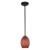 Picture of 11w Brandy FireBird E-26 A-19 LED Dry Location Oil Rubbed Bronze Plum Firebird Rod Glass Pendant (CAN 1.25"Ø5.25")