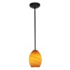 Foto para 12w Brandy FireBird SSL 90CRI LED Dry Location Oil Rubbed Bronze Amber Firebird Rod Glass Pendant (CAN 1.25"Ø5.25")