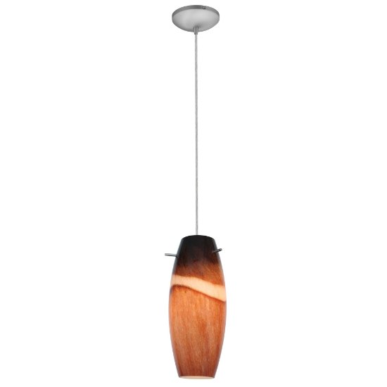 Picture of 11w Cabernet E-26 A-19 LED Dry Location Brushed Steel Amber Slate Cord Glass Pendant (CAN 1.25"Ø5.25")