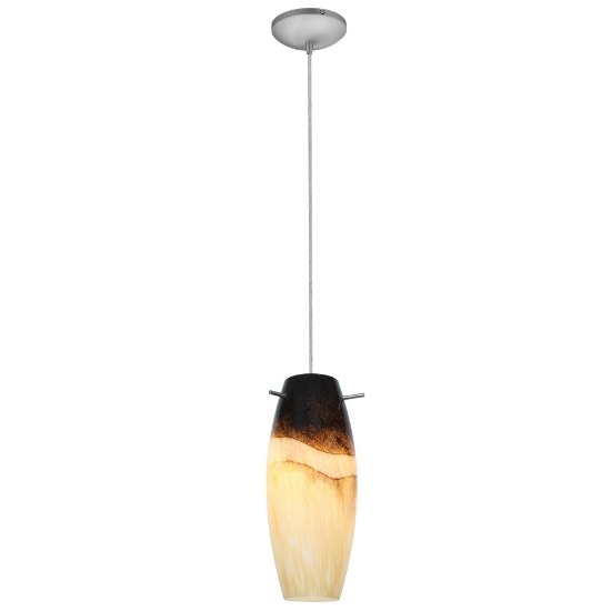 Picture of 11w Cabernet E-26 A-19 LED Dry Location Brushed Steel Sand Slate Cord Glass Pendant (CAN 1.25"Ø5.25")