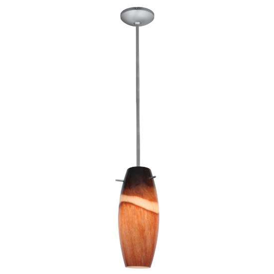 Picture of 11w Cabernet E-26 A-19 LED Dry Location Brushed Steel Amber Slate Rod Glass Pendant (CAN 1.25"Ø5.25")