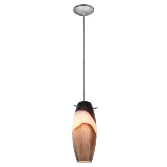 Picture of 11w Cabernet E-26 A-19 LED Dry Location Brushed Steel Brown Slate Rod Glass Pendant (CAN 1.25"Ø5.25")