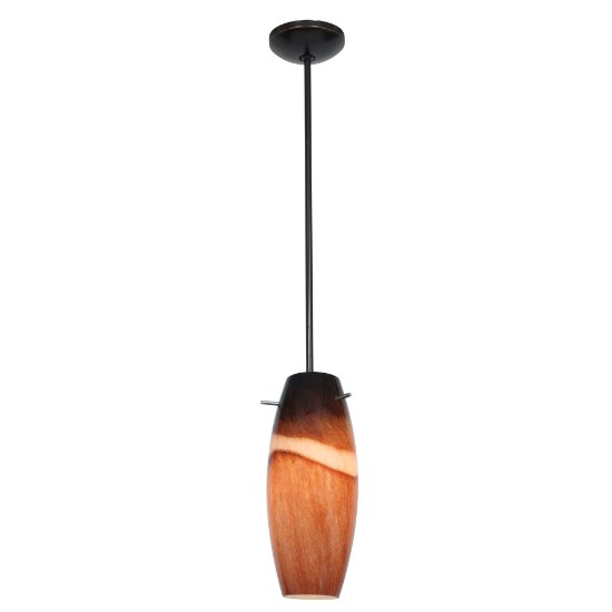 Picture of 11w Cabernet E-26 A-19 LED Dry Location Oil Rubbed Bronze Amber Slate Rod Glass Pendant (CAN 1.25"Ø5.25")