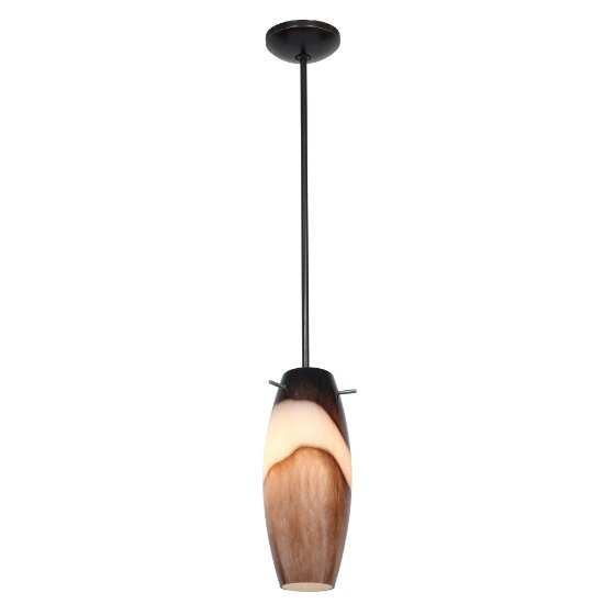 Picture of 11w Cabernet E-26 A-19 LED Dry Location Oil Rubbed Bronze Brown Slate Rod Glass Pendant (CAN 1.25"Ø5.25")