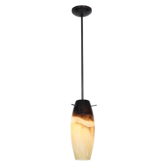 Picture of 11w Cabernet E-26 A-19 LED Dry Location Oil Rubbed Bronze Sand Slate Rod Glass Pendant (CAN 1.25"Ø5.25")