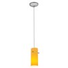 Foto para 11w Cylinder E-26 A-19 LED Dry Location Brushed Steel Amber Cord Glass Pendant (CAN 1.25"Ø5.25")