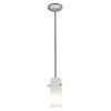 Picture of 11w Cylinder E-26 A-19 LED Dry Location Brushed Steel Opal Rod Glass Pendant (CAN 1.25"Ø5.25")