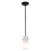 Picture of 11w Cylinder E-26 A-19 LED Dry Location Oil Rubbed Bronze Opal Rod Glass Pendant (CAN 1.25"Ø5.25")