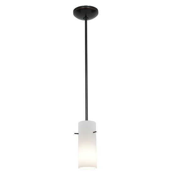 Picture of 11w Cylinder E-26 A-19 LED Dry Location Oil Rubbed Bronze Opal Rod Glass Pendant (CAN 1.25"Ø5.25")