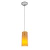 Foto para 11w Glass`n Glass Cylinder E-26 A-19 LED Dry Location Brushed Steel Clear Amber Cord Glass Pendant (CAN 1.25"Ø5.25")