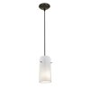 Picture of 11w Glass`n Glass Cylinder E-26 A-19 LED Dry Location Oil Rubbed Bronze Clear Opal Cord Glass Pendant (CAN 1.25"Ø5.25")