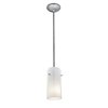 Picture of 11w Glass`n Glass Cylinder E-26 A-19 LED Dry Location Brushed Steel Clear Opal Rod Glass Pendant (CAN 1.25"Ø5.25")