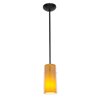 Foto para 11w Glass`n Glass Cylinder E-26 A-19 LED Dry Location Oil Rubbed Bronze Clear Red Rod Glass Pendant (CAN 1.25"Ø5.25")