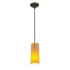 Foto para 12w Glass`n Glass Cylinder SSL 90CRI LED Dry Location Oil Rubbed Bronze Clear Red Cord Glass Pendant (CAN 1.25"Ø5.25")