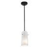 Picture of 12w Glass`n Glass Cylinder SSL 90CRI LED Dry Location Oil Rubbed Bronze Clear Opal Rod Glass Pendant (CAN 1.25"Ø5.25")