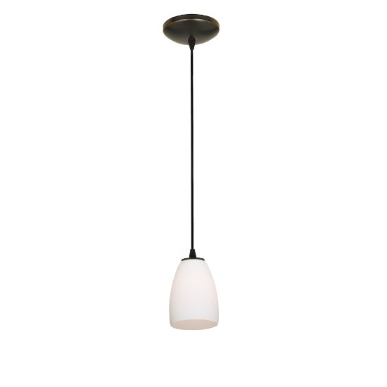 Picture of 11w Sherry E-26 A-19 LED Dry Location Oil Rubbed Bronze Opal Cord Glass Pendant (CAN 1.25"Ø5.25")