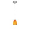 Picture of 11w Sherry E-26 A-19 LED Dry Location Brushed Steel Amber Rod Glass Pendant (CAN 1.25"Ø5.25")