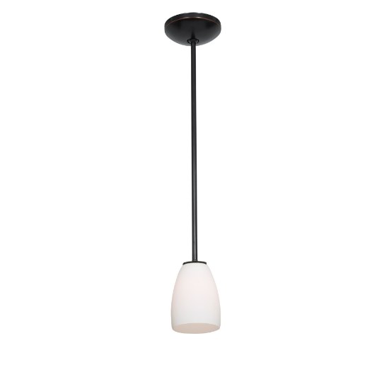 Picture of 11w Sherry E-26 A-19 LED Dry Location Oil Rubbed Bronze Opal Rod Glass Pendant (CAN 1.25"Ø5.25")