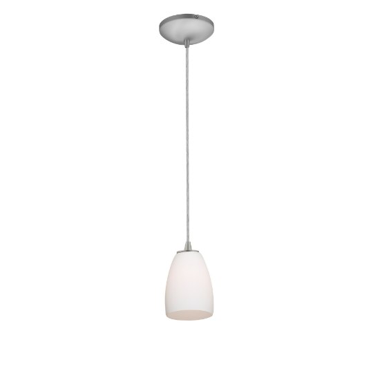 Picture of 12w Sherry SSL 90CRI LED Dry Location Brushed Steel Opal Cord Glass Pendant (CAN 1.25"Ø5.25")