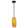 Foto para 11w Cognac E-26 A-19 LED Dry Location Oil Rubbed Bronze Amber Rod Glass Pendant (CAN 1.25"Ø5.25")