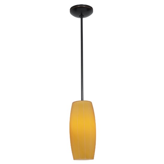 Foto para 12w Cognac SSL 90CRI LED Dry Location Oil Rubbed Bronze Amber Rod Glass Pendant (CAN 1.25"Ø5.25")