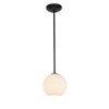 Picture of 12w (s) Japanese Lantern SSL 90CRI LED Dry Location Oil Rubbed Bronze White Lined Rod Glass Pendant (CAN 1.25"Ø5.25")