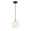 Foto para 11w (m) Japanese Lantern E-26 A-19 LED Dry Location Oil Rubbed Bronze White Lined Cord Glass Pendant (CAN 1.25"Ø5.25")