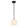 Picture of 11w (m) Japanese Lantern E-26 A-19 LED Dry Location Oil Rubbed Bronze White Lined Rod Glass Pendant (CAN 1.25"Ø5.25")