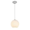 Foto para 11w (l) Japanese Lantern E-26 A-19 LED Dry Location Brushed Steel White Lined Cord Glass Pendant (CAN 1.25"Ø5.25")