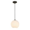 Picture of 11w (l) Japanese Lantern E-26 A-19 LED Dry Location Oil Rubbed Bronze White Lined Cord Glass Pendant (CAN 1.25"Ø5.25")