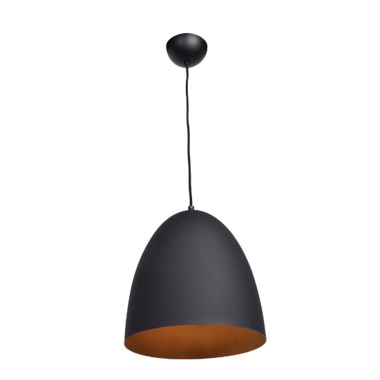 Picture of 60w 800lm Nostalgia E-26 Incandescent 1-Light Matte Black & Gold Pendant