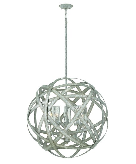 Foto para 300w (5 x 60w) Weathered Zinc Carson 27" Wide 5 Light Large Pendant