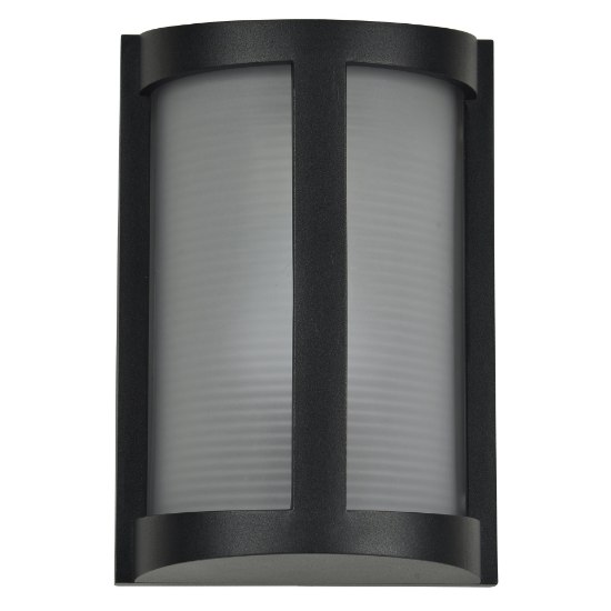 Foto para 60w 800lm 27k Pier E-26 Incandescent Black Ribbed Frosted Marine Grade Wet Location LED Wall Fixture