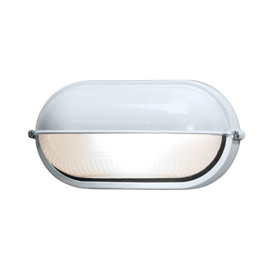 Picture of 9w 800lm 30k Nauticus E-26 Replaceable LED White Frosted Wet Location LED Bulkhead 8.25"x4.25" (CAN 8"x4.4"x1")