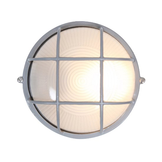 Picture of 9w 800lm 30k Nauticus E-26 Replaceable LED Satin Frosted Wet Location LED Bulkhead Ø7" (CAN 1")