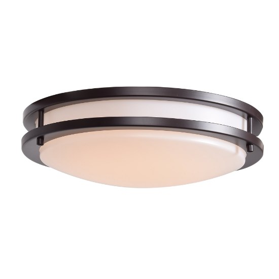 Picture of 13w (2 x 6.5) 1800lm 27k Solero GU-24 Flourescent Damp Location Bronze Acrylic Lens 2-Light Flush Mount